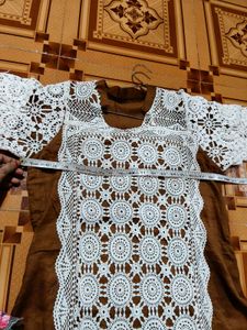 Elegant Brown Kurta with Crochet