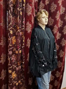 Black oversized bomber jacket