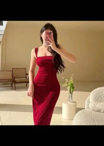 Newme Red Bodycon Midi Dress