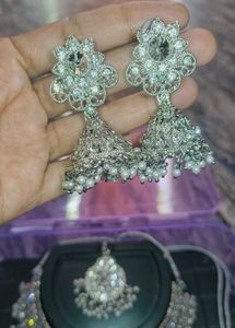 Silver Rhinestone Jewelry Set