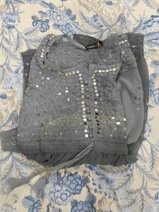 Gray Mirrorwork Kurti