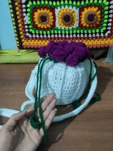 Crochet rose potli bag