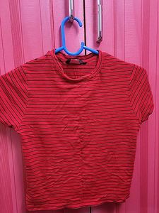 Striped Red Crop Top
