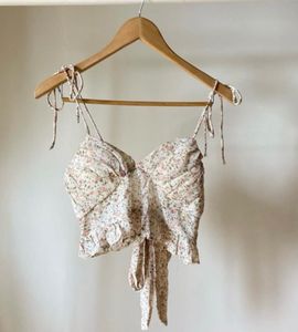 Floral Beige Back Tie Peplum Top