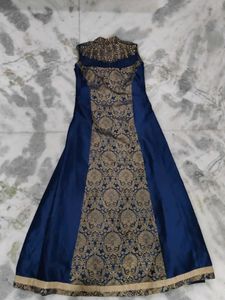 Elegant Blue &amp; Gold Ethnic Gown