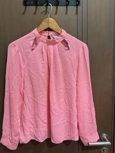 Blush Beauty: Elegant Cutout Blouse
