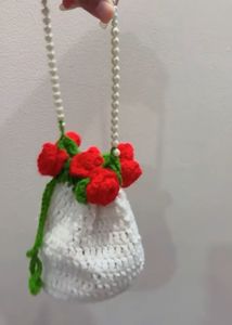 Crochet Handmade Rose Potli Bag