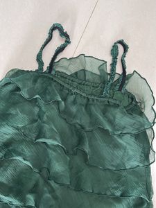 Fresh Green Strappy Frill Dress