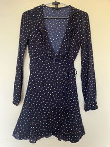 Polka Dot Ruffle Wrap Around Dress