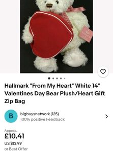 Bear Plush with Heart Gift Zip Bag