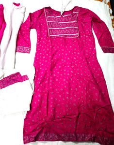Elegant Pink Cotton Suit Set