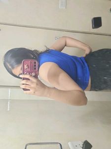 Blue Cut Out Tank Top
