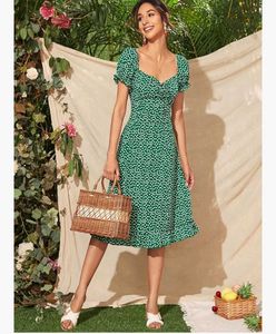 Pink Floral Midi Dress