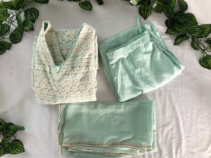 Pastel Green Embroided Kurta Sets(Women’s)