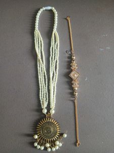 Elegant Pearl Necklace &amp; Bracelet Set