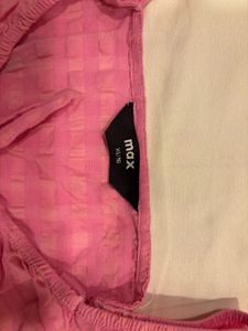 Pink Tie-Front Puff Sleeve Top