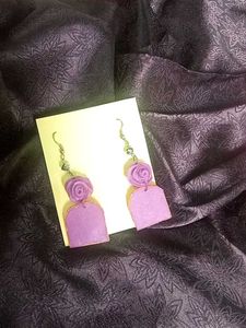 Purple Rose Drop Earrings
