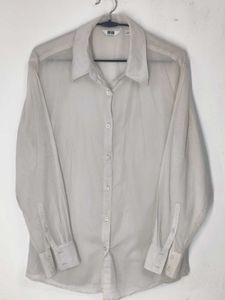 Beige UNIQLO Button-Down Shirt