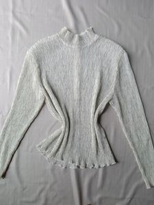 Ivory Ribbed Turtleneck Top