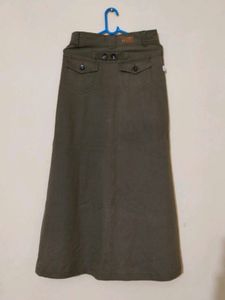 DARK  OLIVE  DENIM  SKIRT