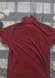 Teamspirit Maroon Zip-Neck Polo Shirt