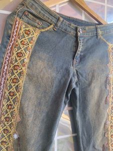 Handcrafted Embroidered Denim Y2K Jeans