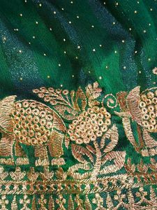 Elegant Green Elephant Print Saree