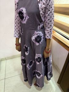 Floral Print Purple Gown With Jacket