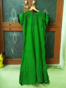 Dark Green Printed Kurta Top Size:S