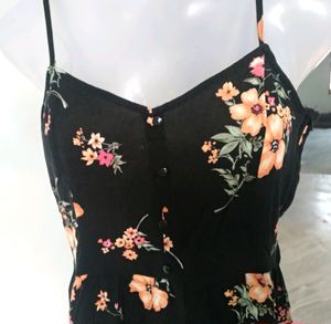 H&amp;M Black Floral Sleeves Dress