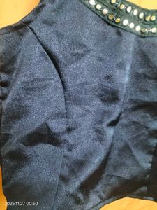 Navy Mirror Work Saree Blouse