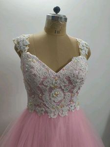 Pink Lace Tulle Party Dress