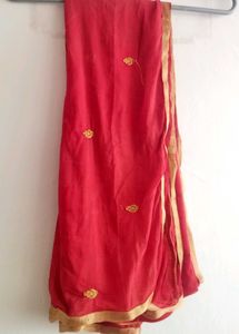 Red & Gold Embroidered Dupatta