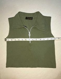 Olive Green Crop Tshirt