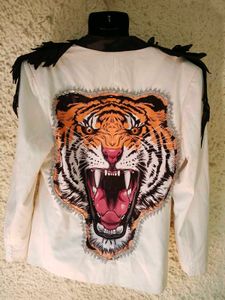 Unique Feathered White Jacket