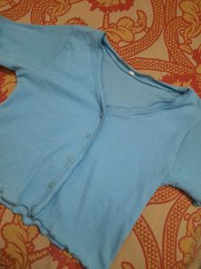 Blue Crop Cardigan
