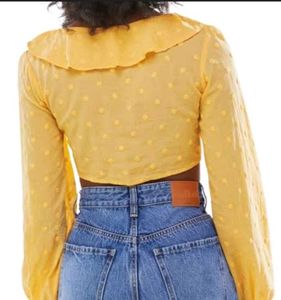 Orange Tie-Front Crop Top