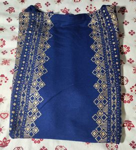 💙 Elegant Navy Blue Sleeveless Kurti Top with Gol