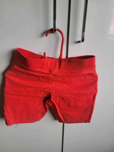 Red Zipper Pocket Shorts