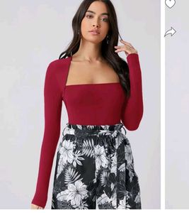 Maroon Square Shaped  Regular Crop Tshirt