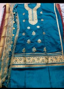 Teal Blue Embroidered Salwar Suit