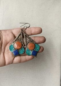 Tibetan Gemstone Unique  Bohemian Earrings