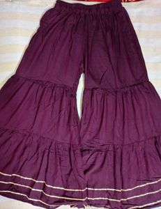 Wine Colour Sharara Set