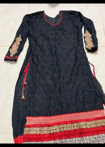 Heavy Work Kurta Black Colour