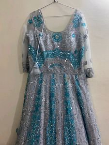 New Pretty Blue Grey Gown For Functions