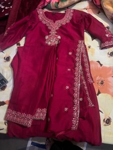 Elegant Maroon Embroidered Salwar Suit
