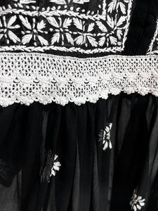 New Black Net Embroidered Kurti