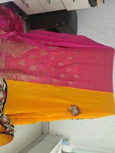 Yellow And Pink Dual Shade Saari