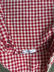 Aesthetic Red Gingham Lace Trim Top