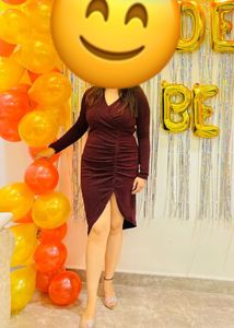 Burgundy Ruched Party Dress